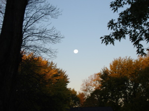 Early morning autumn moon in De Pere, Wisconsin