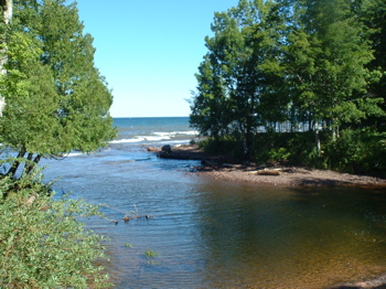 Mouth of the Big Carp River at Lake Superior.