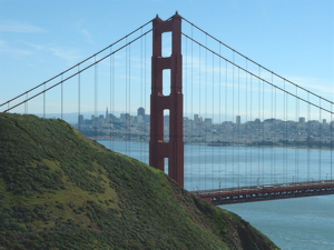 View of San Fransisco and Golden Gate Bridge from Golden Gate State Park.