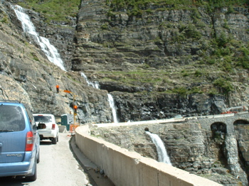 Construction stoplight on Going-to-the-sun road in Glacier National Park, Montana