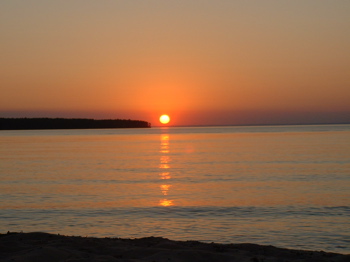 Sun setting over Lake Superior.